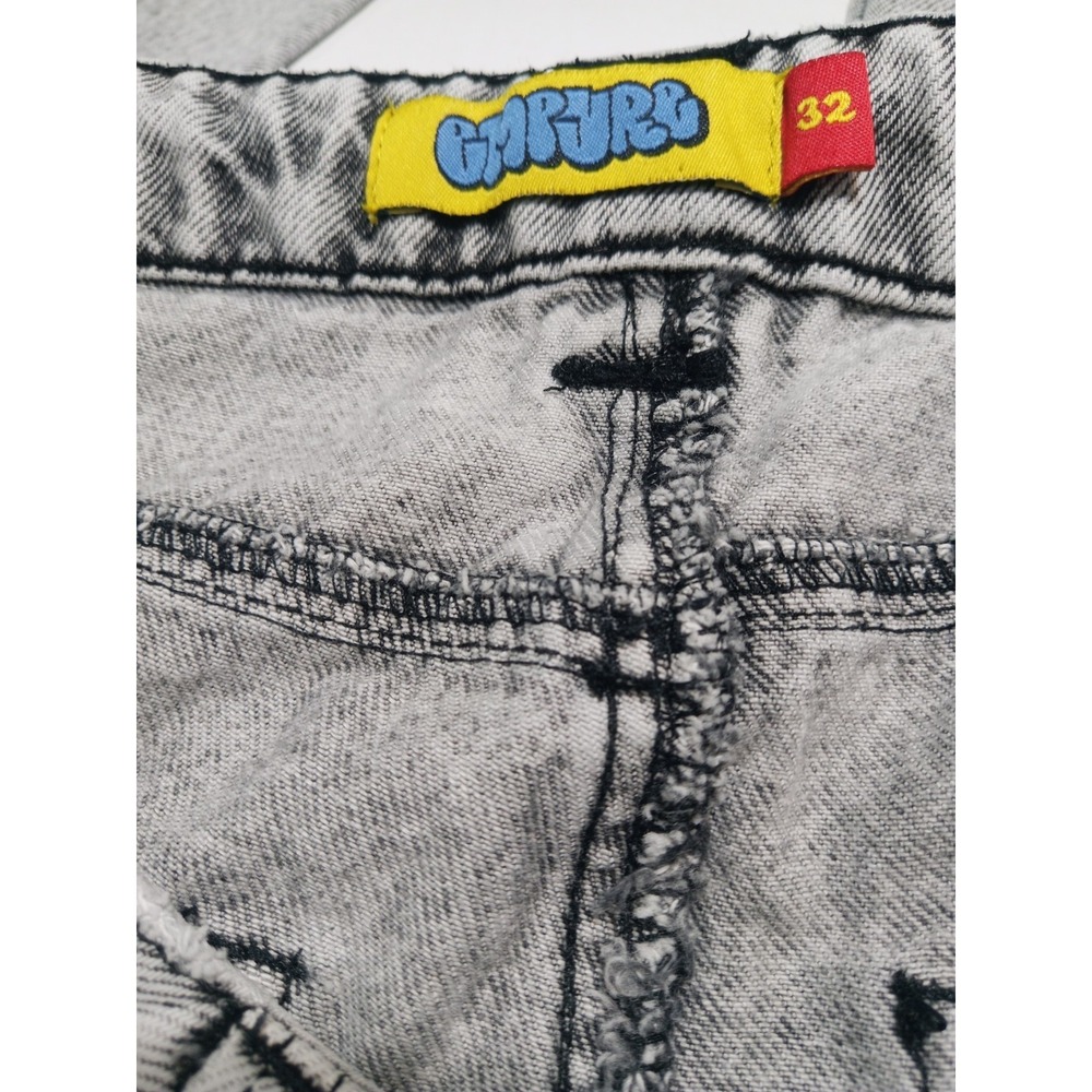Empyre Baggy Jeans Mens 32x26 Gray Acid Wash Skater Denim Y2K Wide Leg Pants - Picture 8 of 14